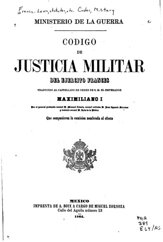 Cover for Código de Justicia Militar del Ejército francés