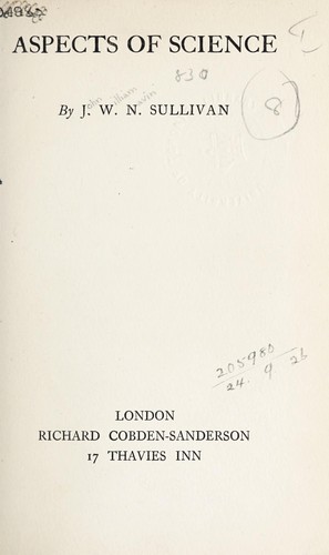 Cover for Aspects of science