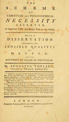 Cover for The scheme of Christian and philosophical necessity asserted