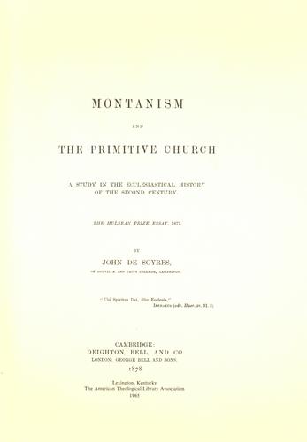 Cover for Montanism and the primitive church