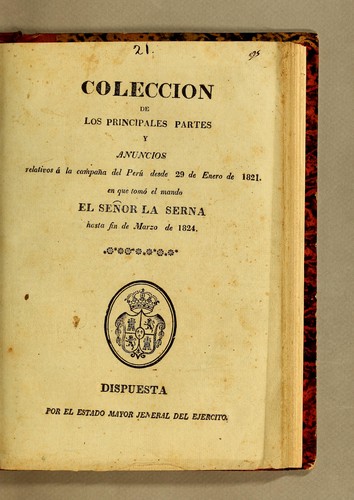 Cover for Coleccion de los principales partes y anuncios relativos á la campaña del Perú