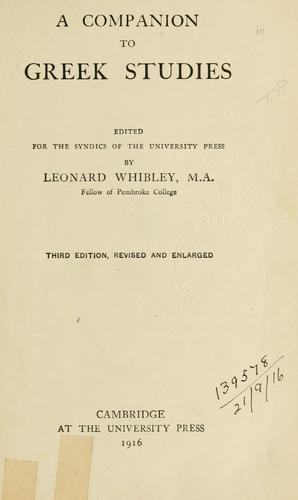 Cover for A companion to Greek studies