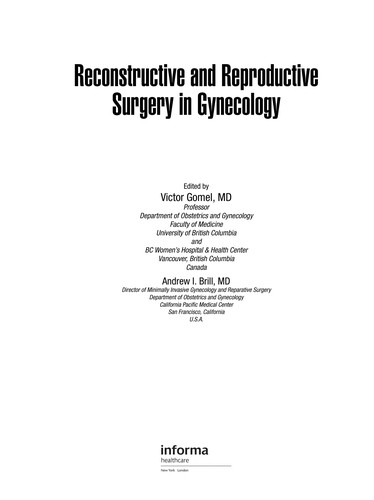 Cover for Reconstructive and reproductive surgery in gynecology