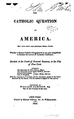 Cover for The Catholic Question In America