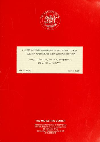 Cover for A cross national comparison of the reliability of selected measurements from consumer surveys