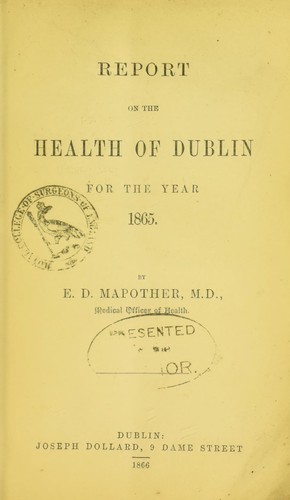Cover for Report on the health of Dublin for the year 1865