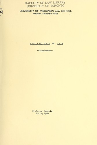 Cover for Sociology of law