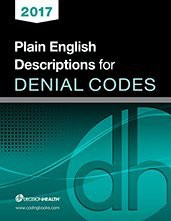 Cover for 2017 Plain English Descriptions for Denial Codes