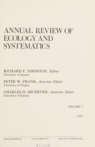 Cover for Annual Review of Ecology and Systematics