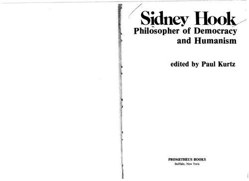 Cover for Sidney Hook