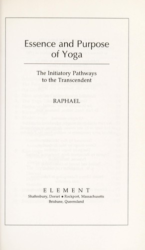 Cover for Essence and purpose of Yoga