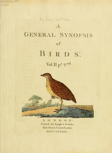 Cover for A general synopsis of birds