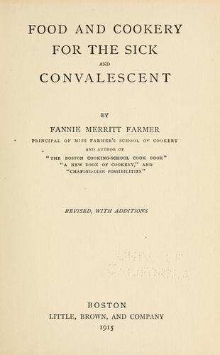 Cover for Food and cookery for the sick and convalescent