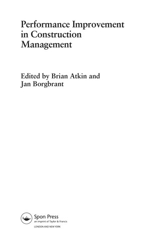 Cover for Performance improvement in construction management