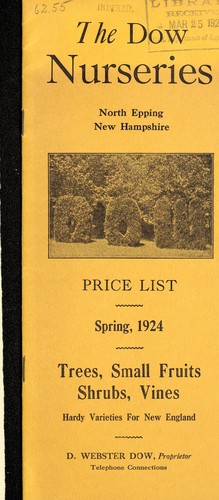 Cover for Price list [of] trees, small fruits, shrubs, vines, hardy varieties for New England