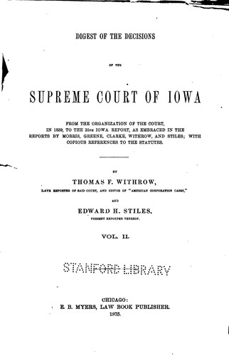 Cover for Digest of the Decisions of the Supreme Court of Iowa: From the Organization ...