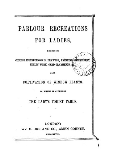 Cover for Parlour recreations for ladies