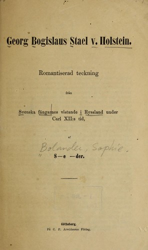 Cover for Georg Bogislaus Stael v. Holstein