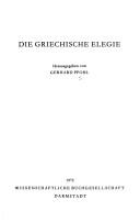 Cover for Die griechische Elegie.