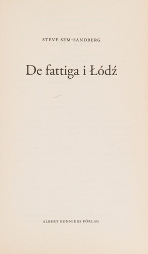 Cover for De fattiga i Lóđź