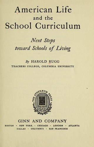 Cover for American life and the school curriculum