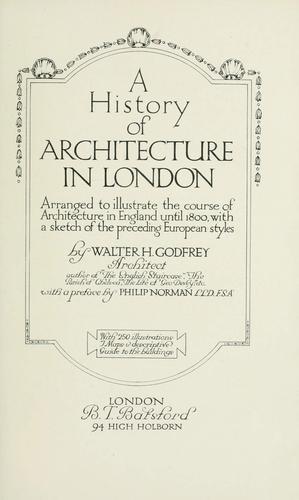Cover for A history of architecture in London