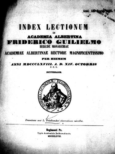 Cover for L. Friedlaenderi observationes miscellae