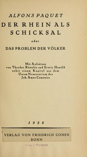 Cover for Der Rhein als Schicksal