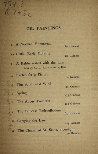 Cover for A catalogue of paintings and drawings by William Rothenstein, exhibited at the Cartwright Memorial Hall, Bradford, June 25th, 1910