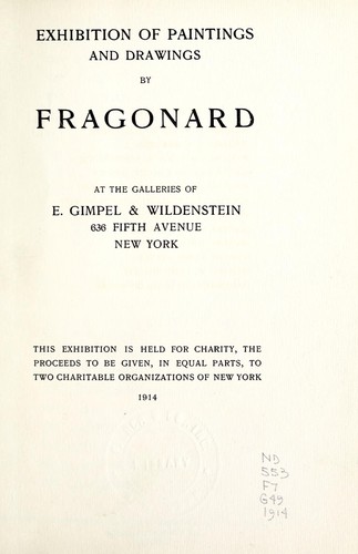 Cover for Exhibition of paintings and drawings by Fragonard at the galleries of E. Gimpel & Wildenstein, New York, 1914