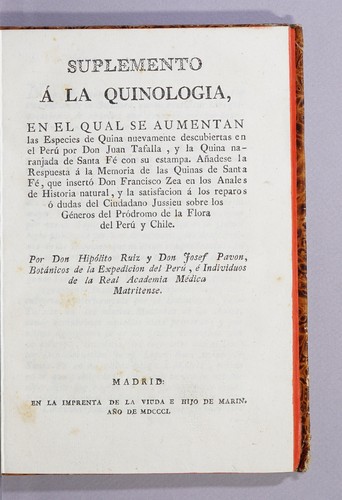 Cover for Suplemento á la Quinologia