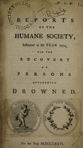 Cover for Reports of the Humane Society, instituted in the year 1774, for the recovery of persons apparently drowned