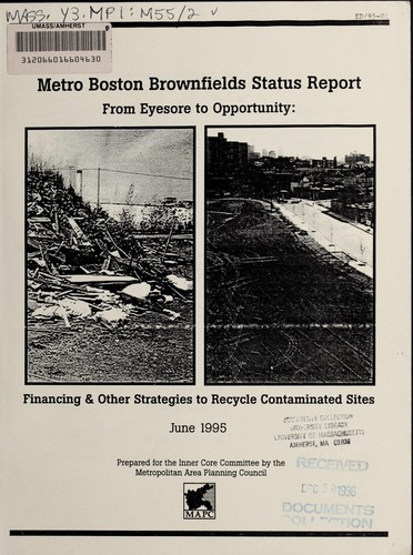 Cover for Metro Boston brownfields status report