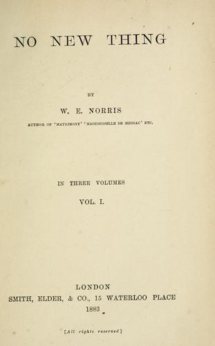 Cover for No new thing