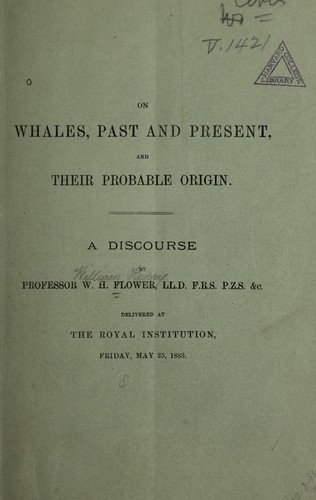 Cover for On whales, past and present and their probable origin