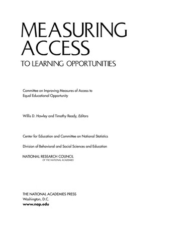 Cover for Measuring access to learning opportunities