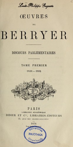 Cover for Discours parlementaires