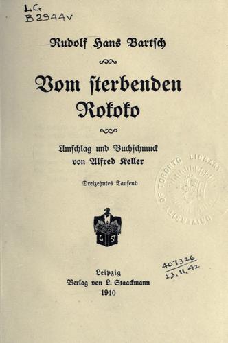 Cover for Vom sterbenden Rokoko
