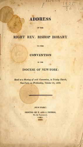 Cover for Address of the Right Rev. Bishop Hobart to the convention of the diocese of New-York