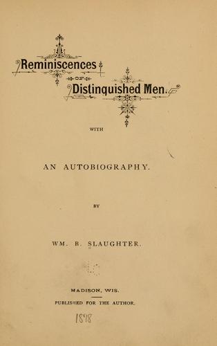 Cover for Reminiscences of distinguished men