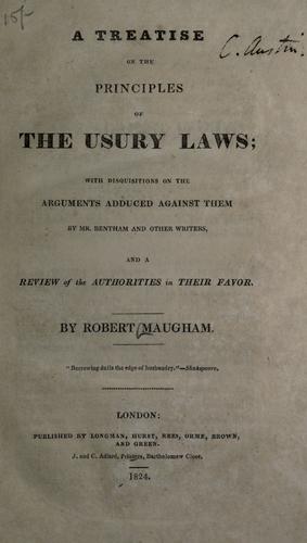 Cover for A treatise on the principles of the usury laws