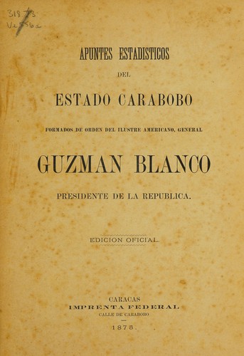 Cover for Apuntes estadisticos del estado Carabobo
