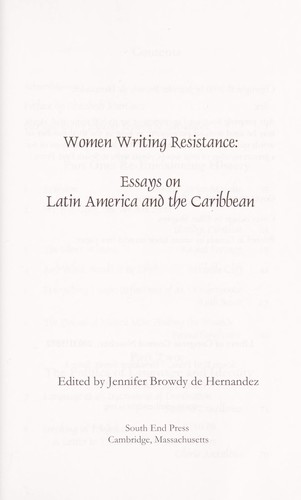 Cover for Women writing resistance