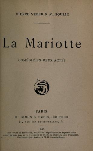 Cover for La Mariotte