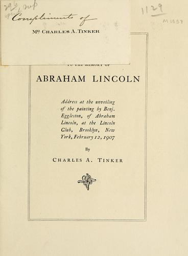 Cover for A simple tribute to the memory of Abraham Lincoln