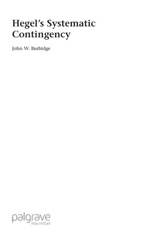 Cover for HEGEL'S SYSTEMATIC CONTINGENCY.