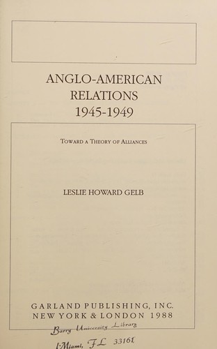 Cover for Anglo-American relations, 1945-1949