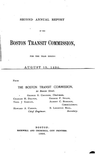 Cover for Annual Report of the Boston Transit Commission