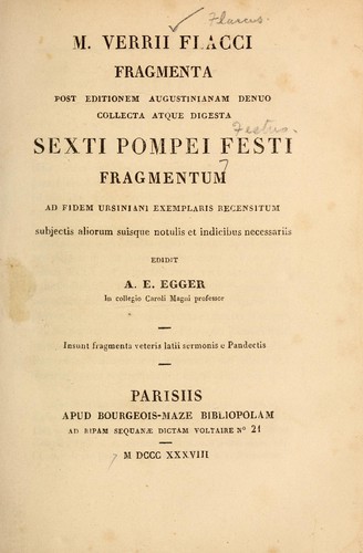 Cover for Fragmenta post editionem Augustianam denuo collecta atque digesta