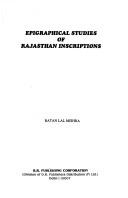 Cover for Epigraphical studies of Rajasthan inscriptions